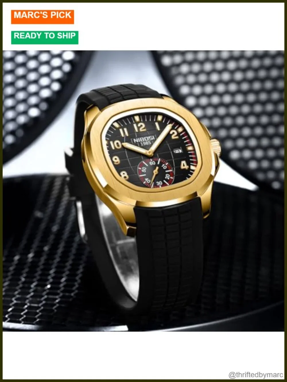 Men's Analog Quartz Watch, Silicone Strap, Date Display, Water Resistant
